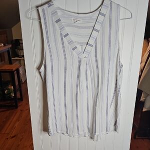 Blu Pepper White Tank Top with Blue Stripes